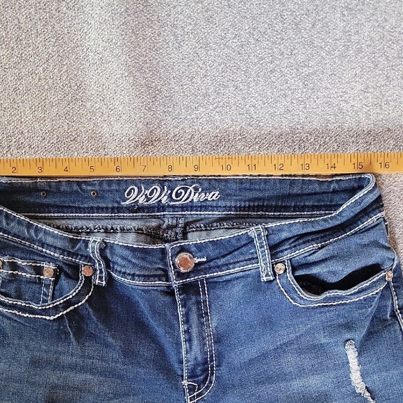 Vivi Diva Blue Distressed Women's Jeans Size 13 - Picture 7 of 9